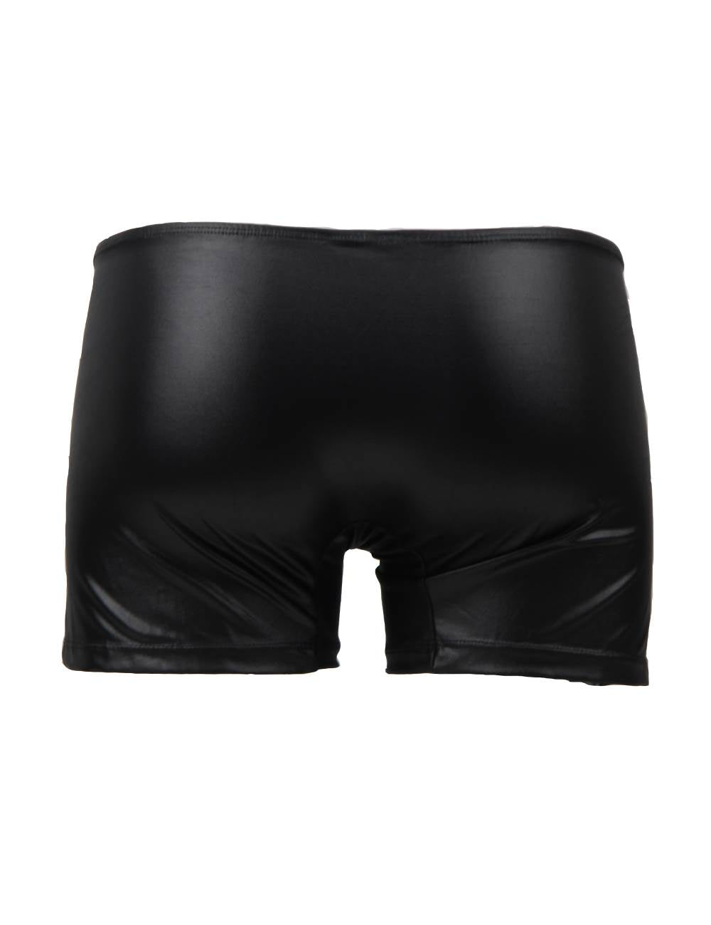 JCSTK - Mens Wetlook OY-MP069 Boxer Shorts with Zipper Pouch Front Black