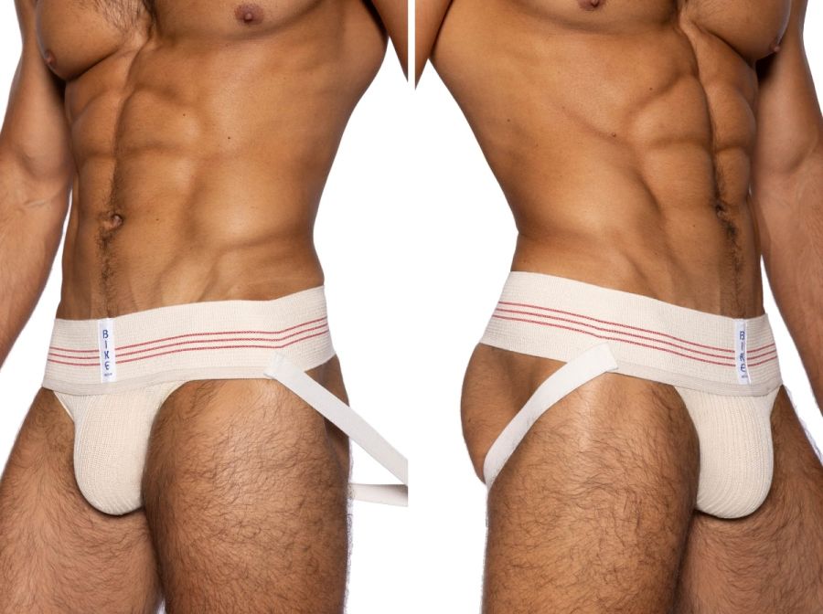 BIKE Athletic BAS333 1980s Vintage Cotton Jockstrap Color Cream