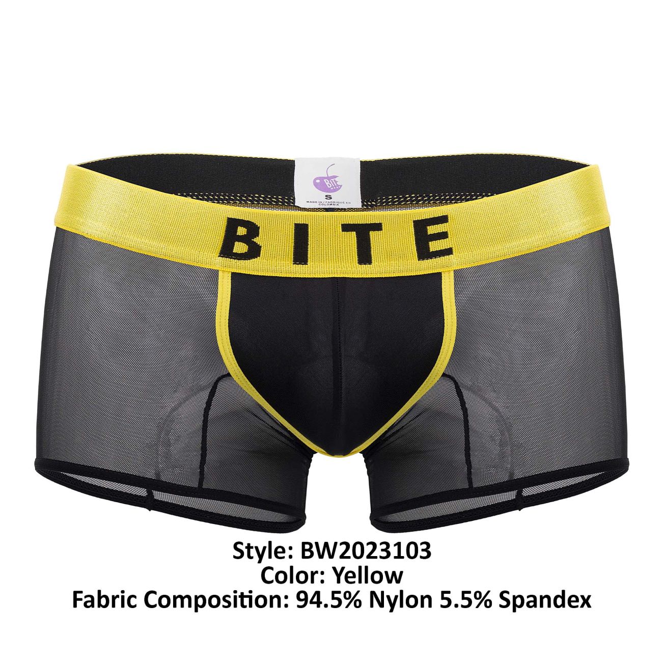 BiteWear BW2023103 Luminous Lime Trunks Black Yellow
