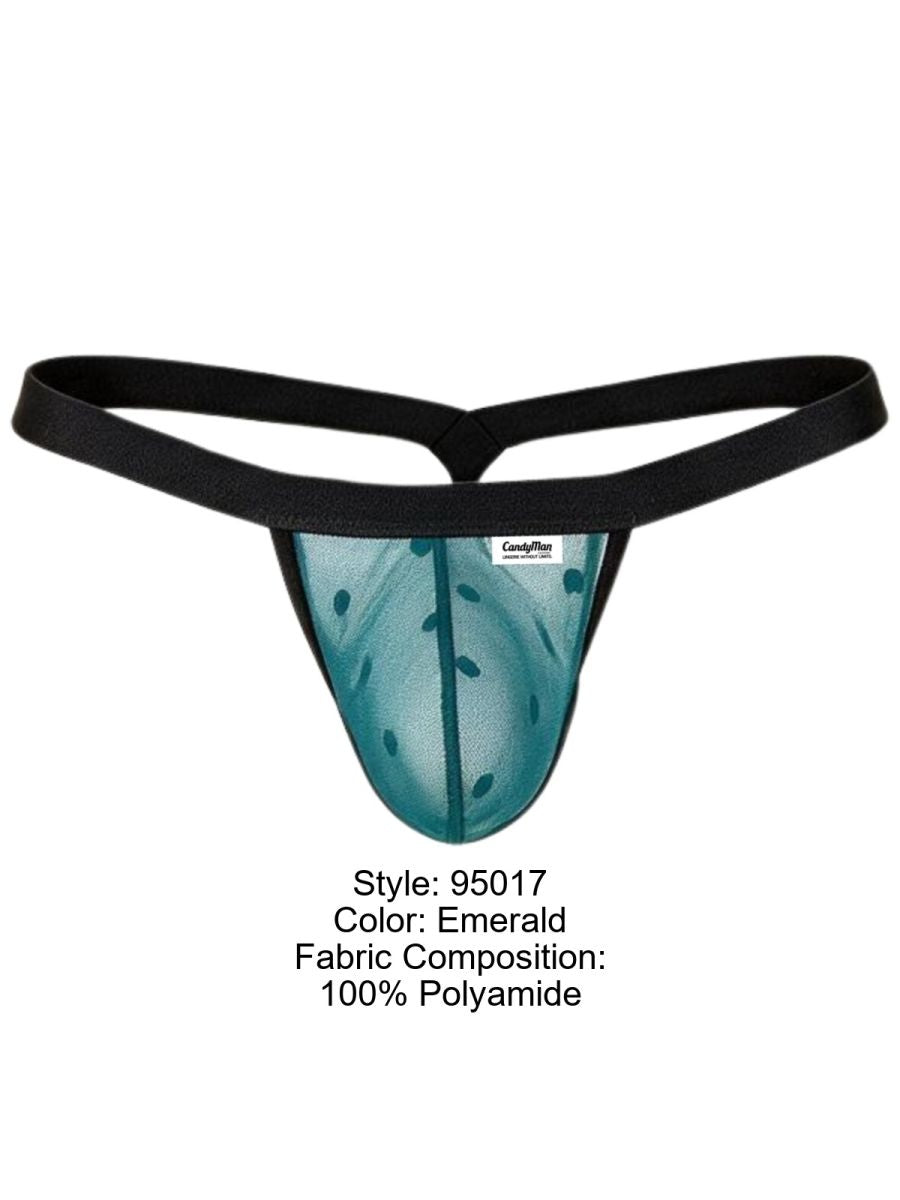 CandyMan 95017 Mens Stretch Dot Mesh Daring Attraction Thongs Emerald
