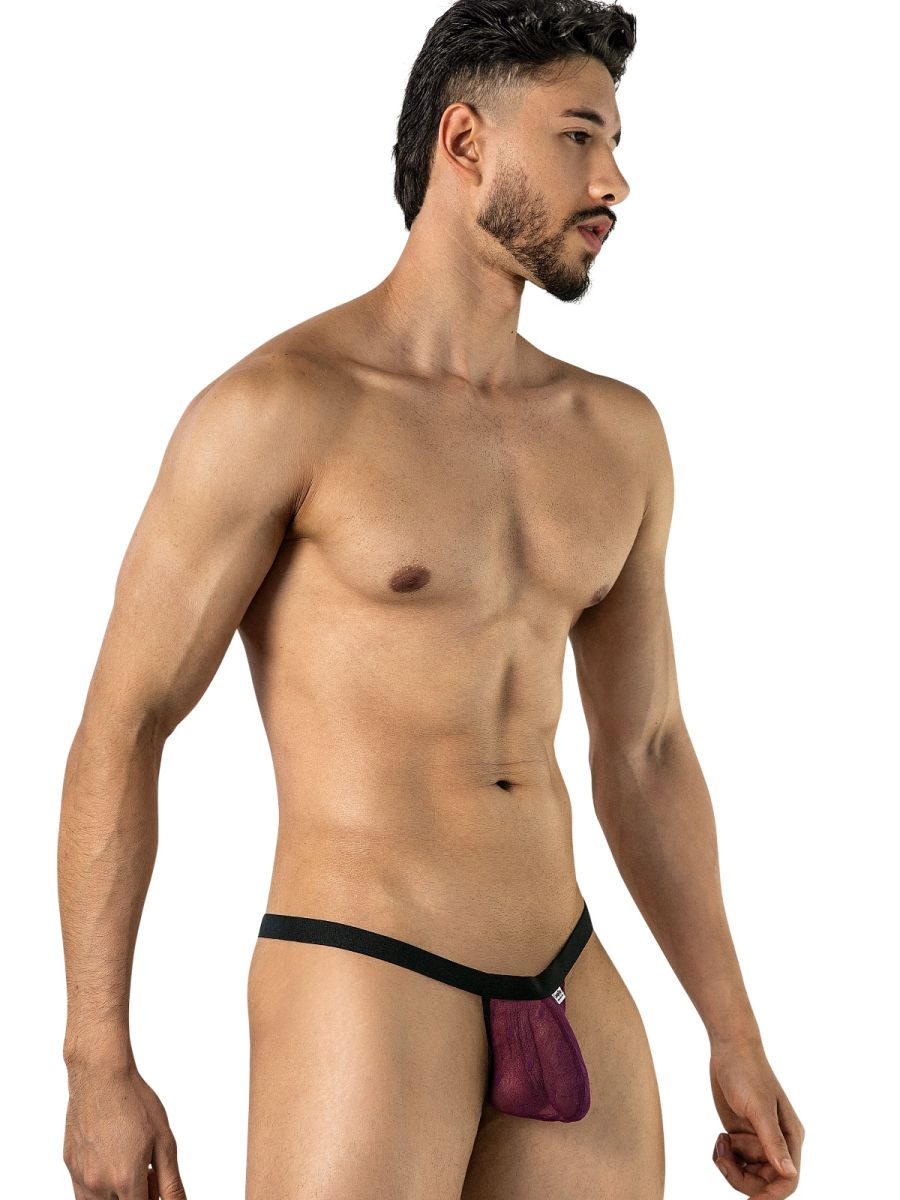 CandyMan 95017 Mens Stretch Dot Mesh Daring Attraction Thongs Wine