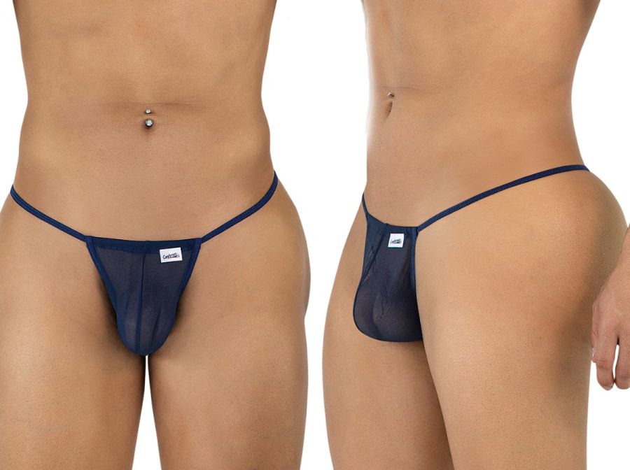 CandyMan 9586 Mens Sexy G-string Thong Dark Blue Mesh