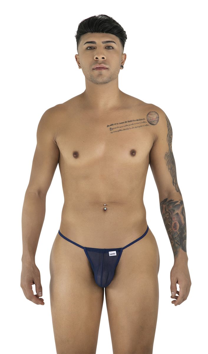 CandyMan 9586 Mens Sexy G-string Thong Dark Blue Mesh