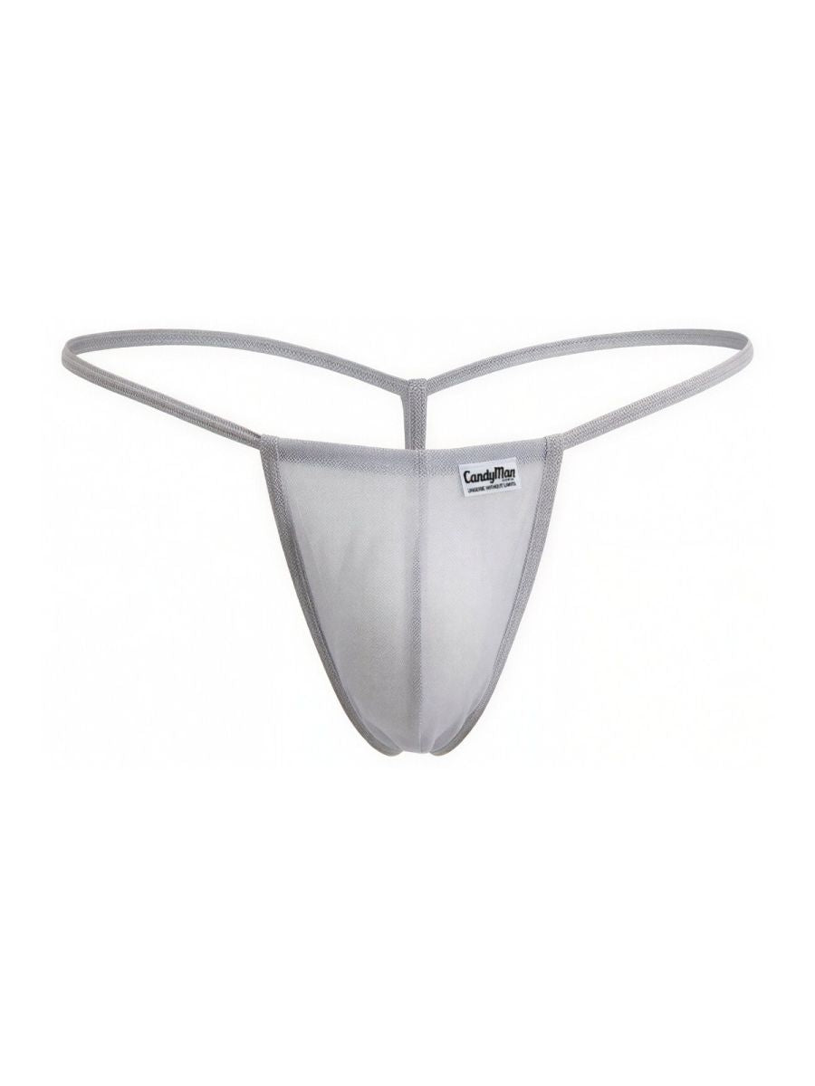 CandyMan 9586 Mens Sexy G-string Thong Gray Mesh