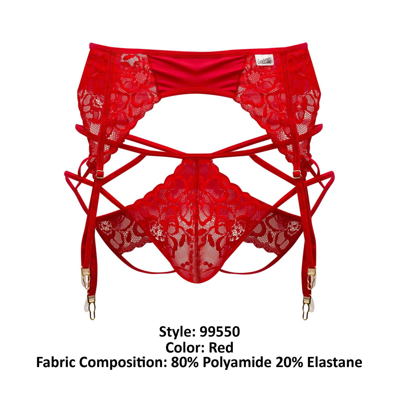 CandyMan 99550 Lace Garter-Jockstrap Outfit Red