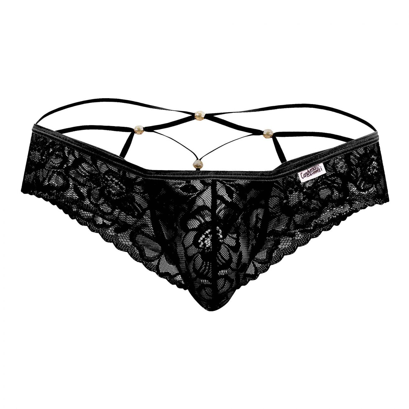 JCSTK - CandyMan 99551 Lace Peekaboo Briefs Black