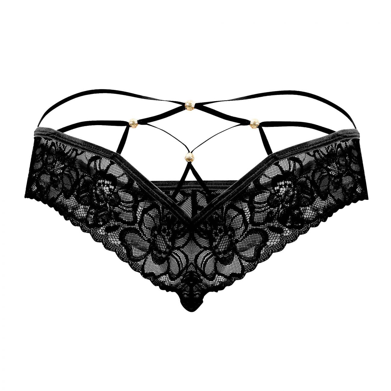 JCSTK - CandyMan 99551 Lace Peekaboo Briefs Black