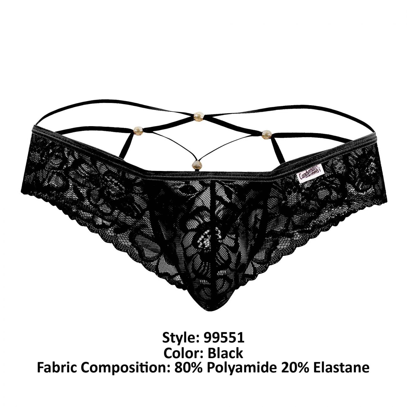 JCSTK - CandyMan 99551 Lace Peekaboo Briefs Black
