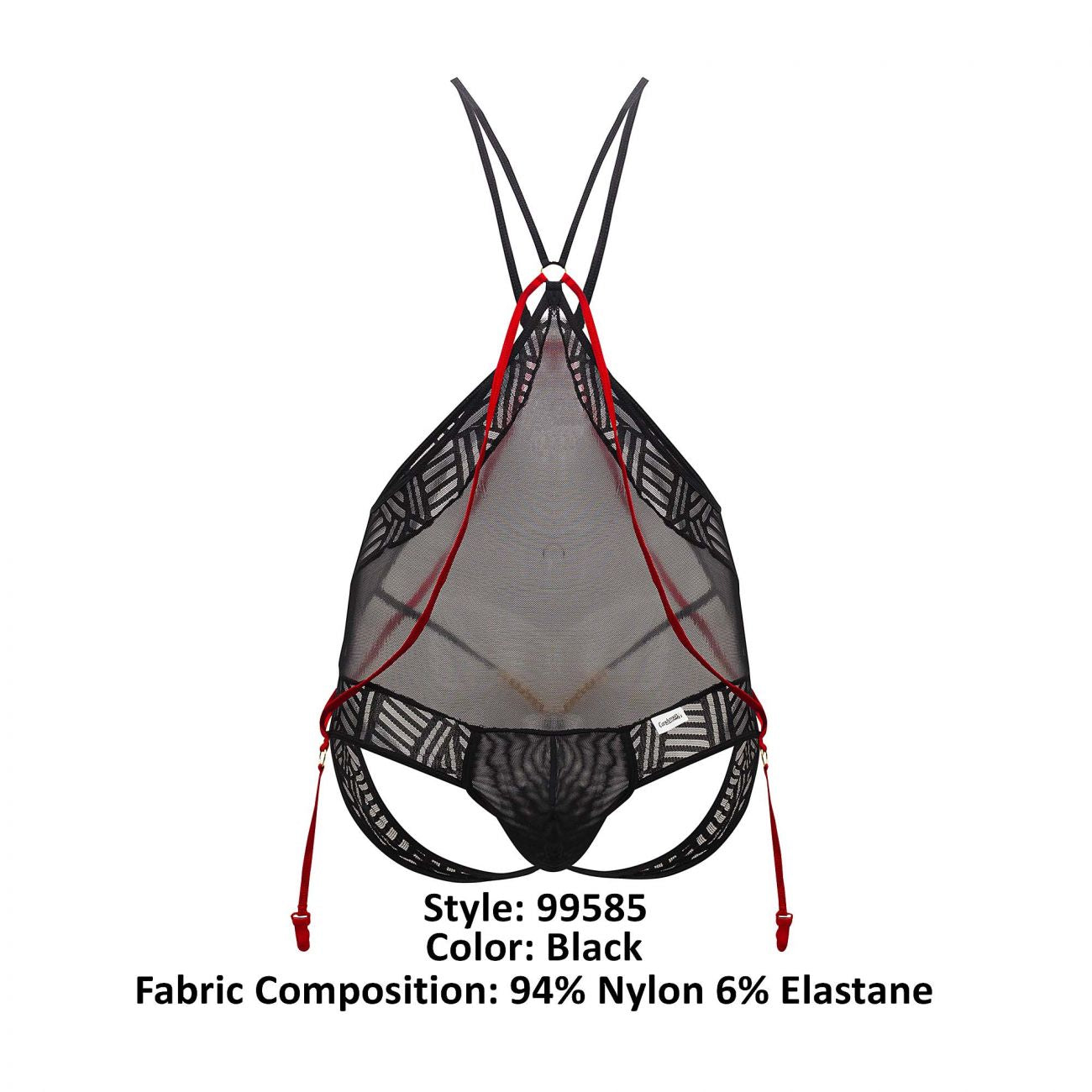 JCSTK - CandyMan 99585 Mesh-Lace Bodysuit Black