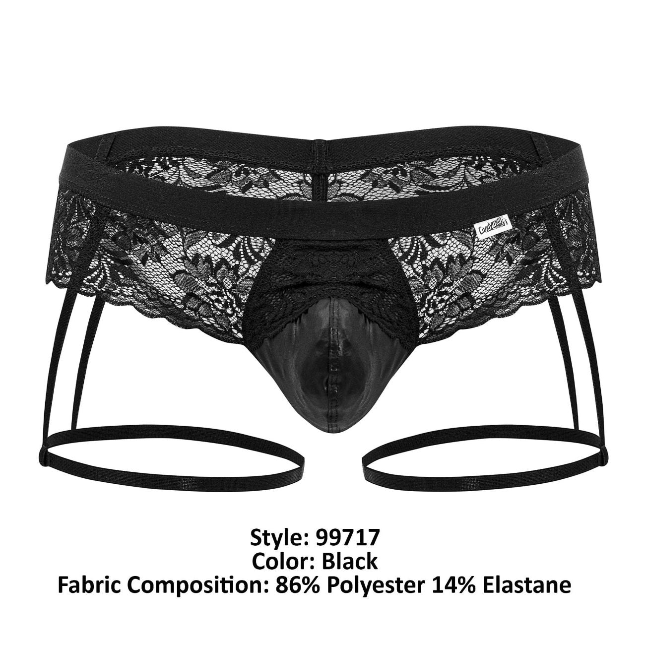 JCSTK - CandyMan 99717 Lace Garther Jockstrap Black