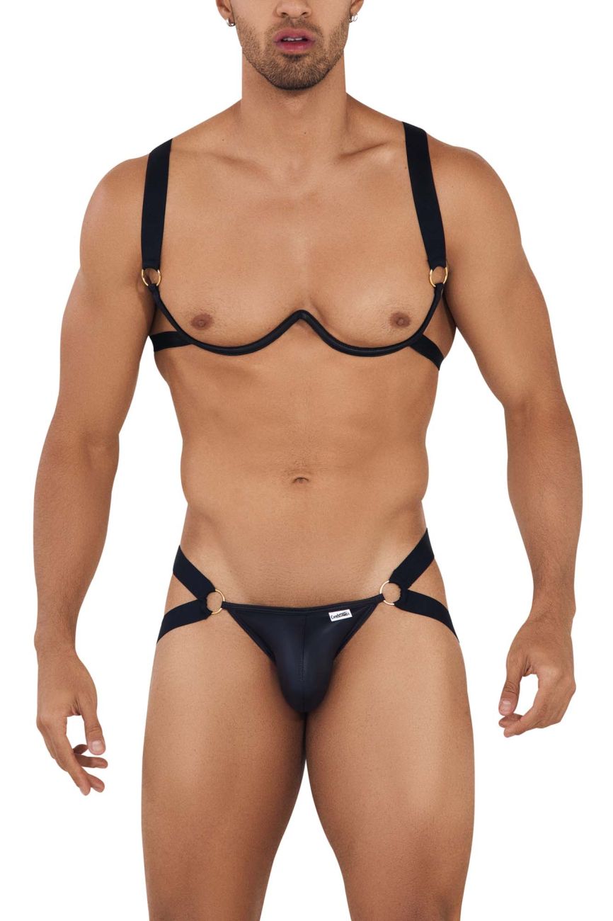 JCSTK - CandyMan 99731 Harness-Bra Two Piece Set Black