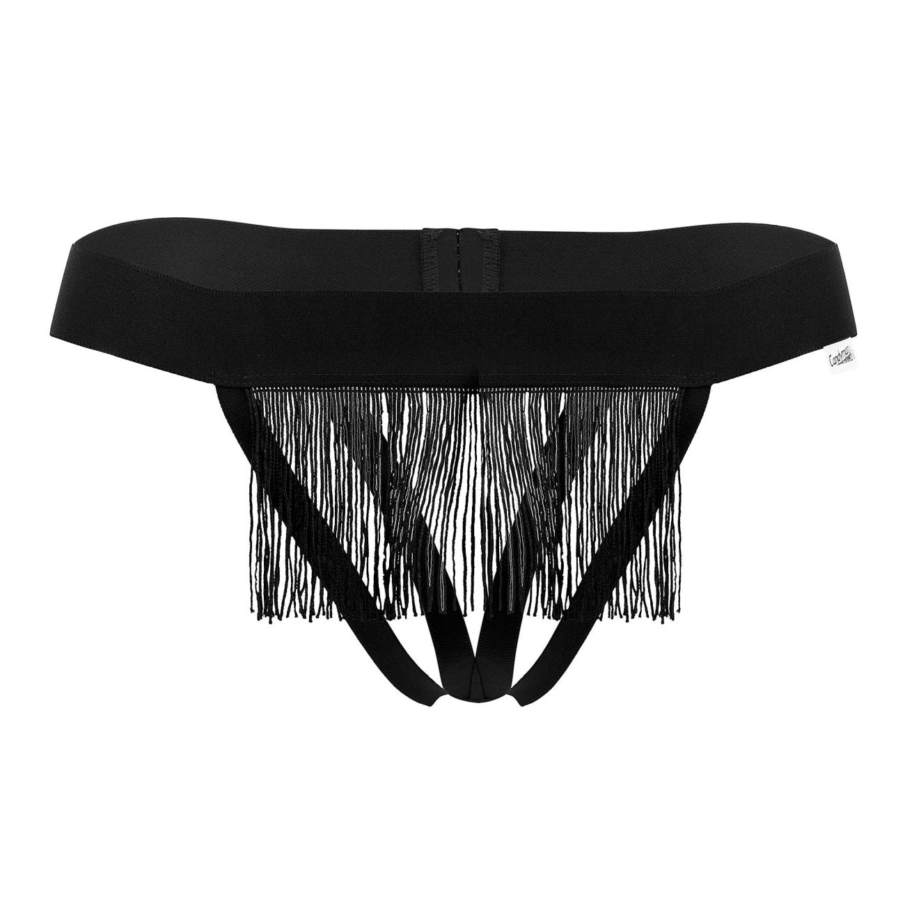 CandyMan 99755 Fringe Open Front Thongs Black