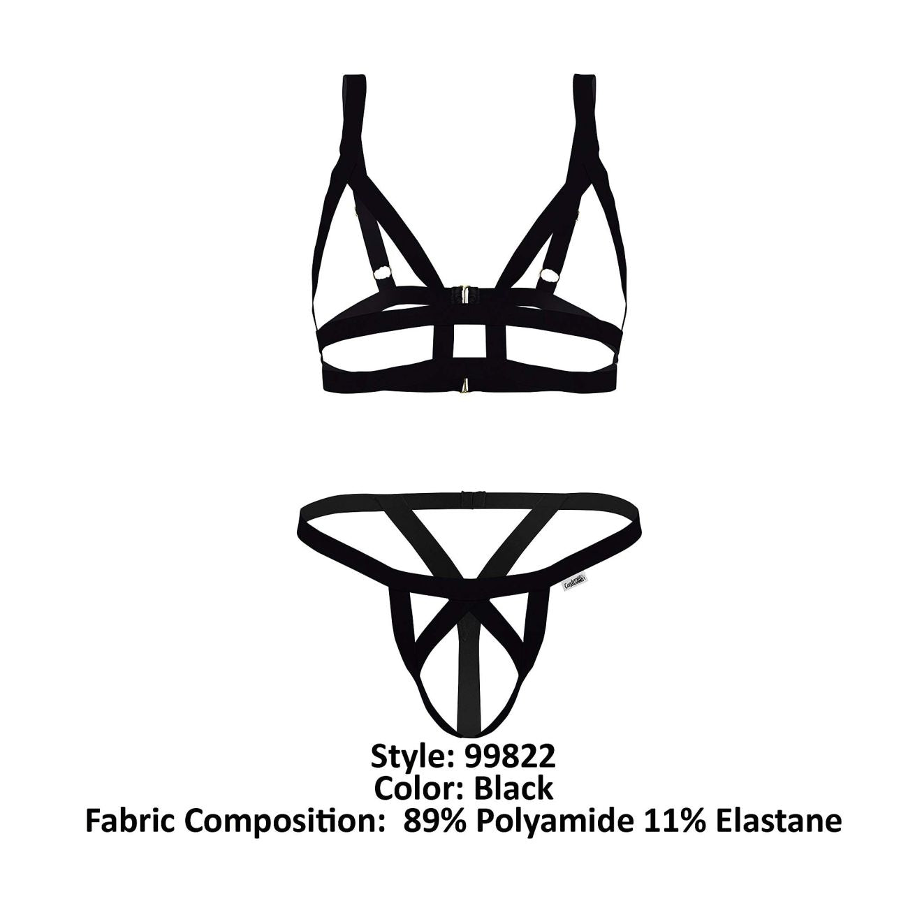 CandyMan 99822 Two Piece Lingerie Outfit Black