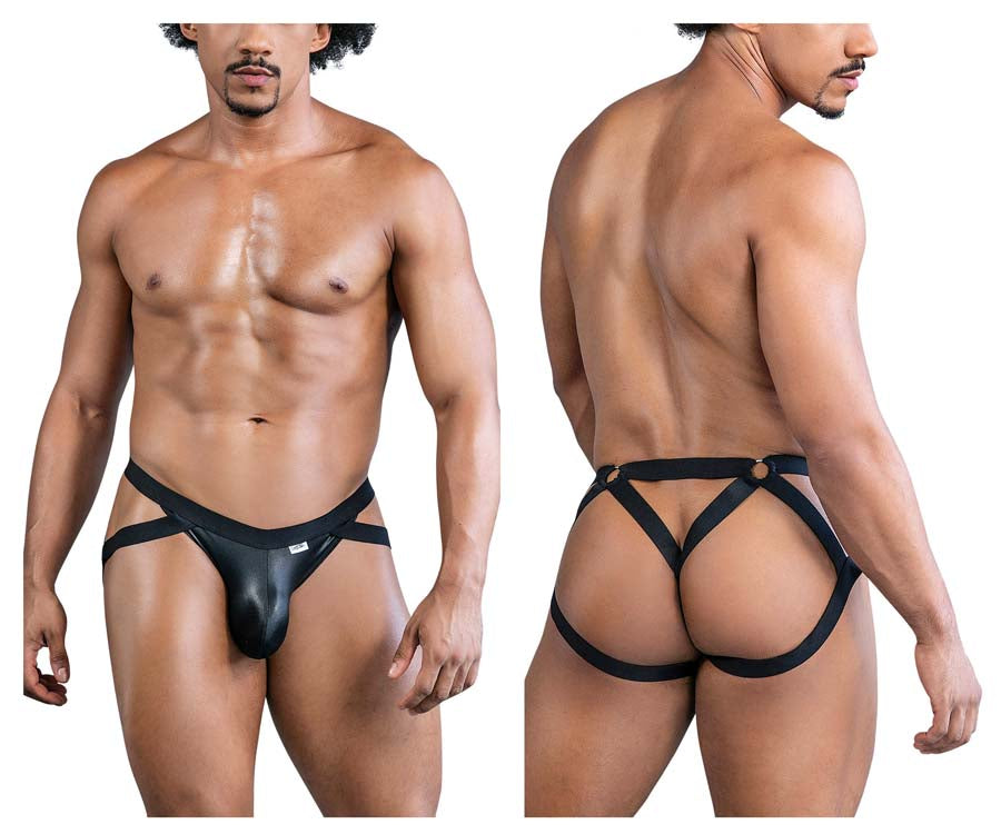 CandyMan 99840 Male Crisscross Jock Look Thong Black