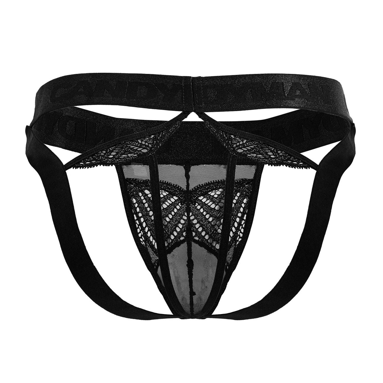 CandyMan 99849 Mens Lace-Mesh Lingerie Thongs Black