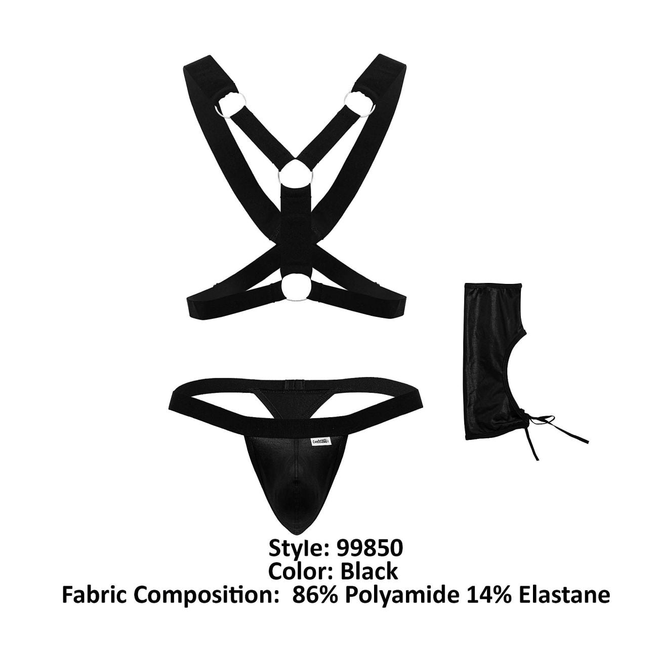 CandyMan 99850 Three Piece Outfit Mens Harness Set Black