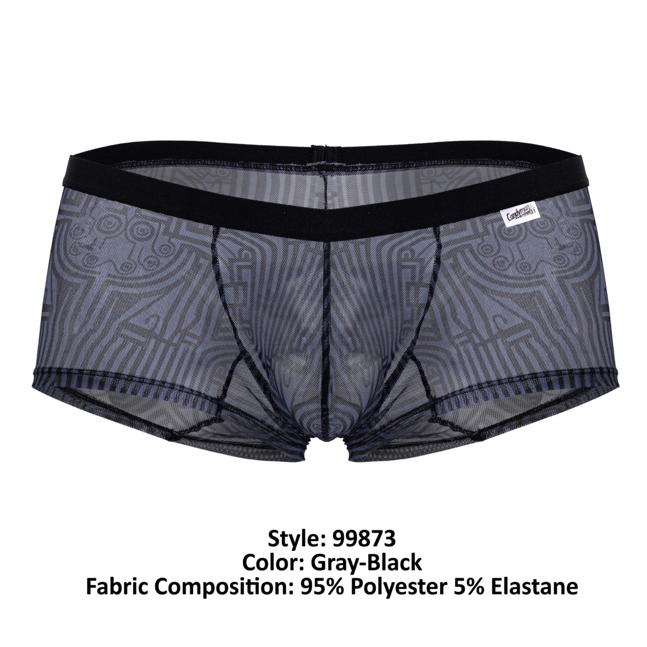 CandyMan 99873 Mens Breathable Mesh Trunks Gray-Black