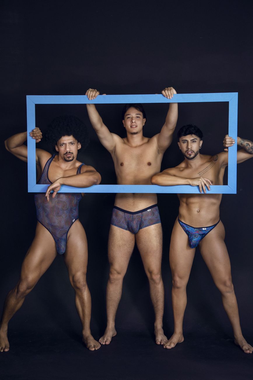 CandyMan 99875 Mens Seawater Breathable Mesh Thongs Multicolor Print Plus Sizes