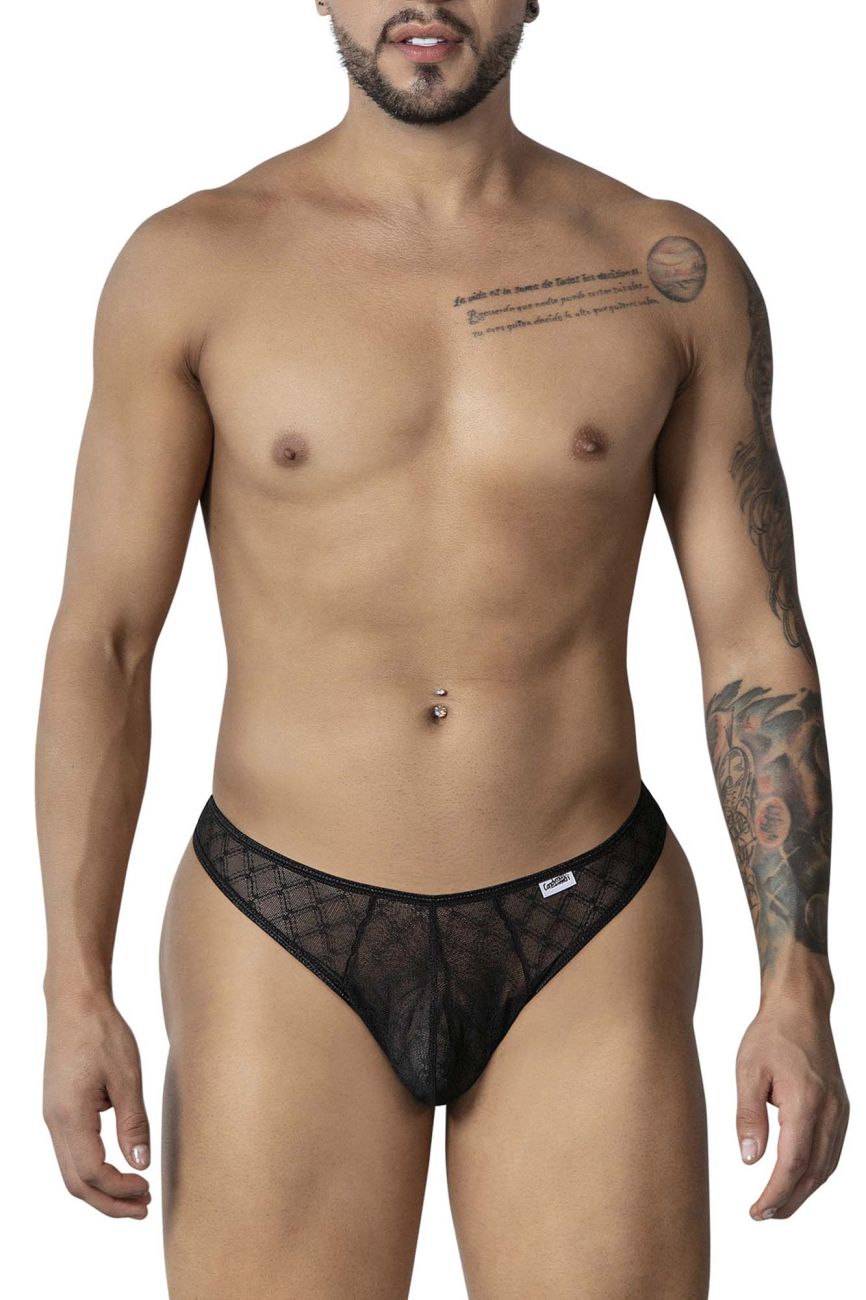 CandyMan 99894 Mens Geometric Mesh Briefs Black Plus Sizes