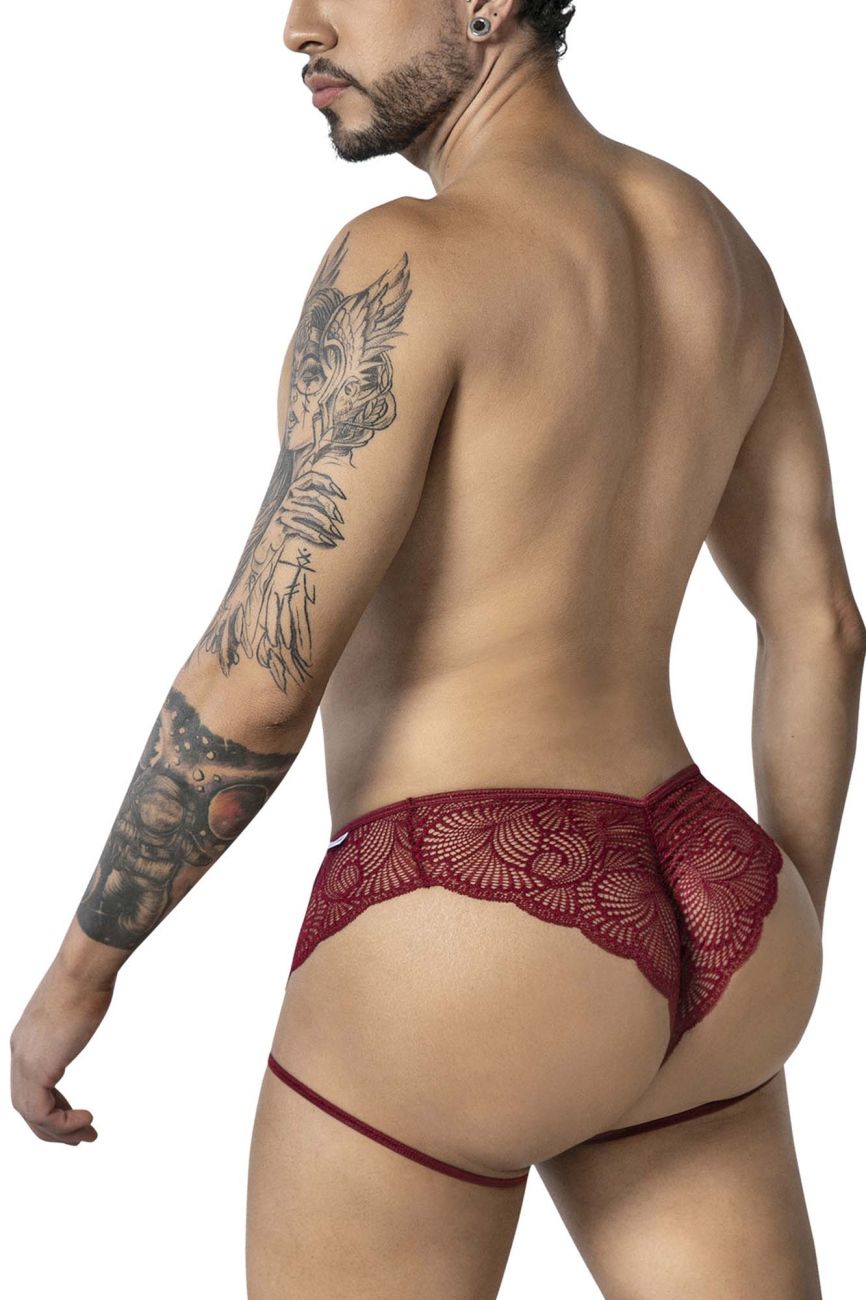 CandyMan 99905 Mens Sexy Garter Lace Briefs Burgundy