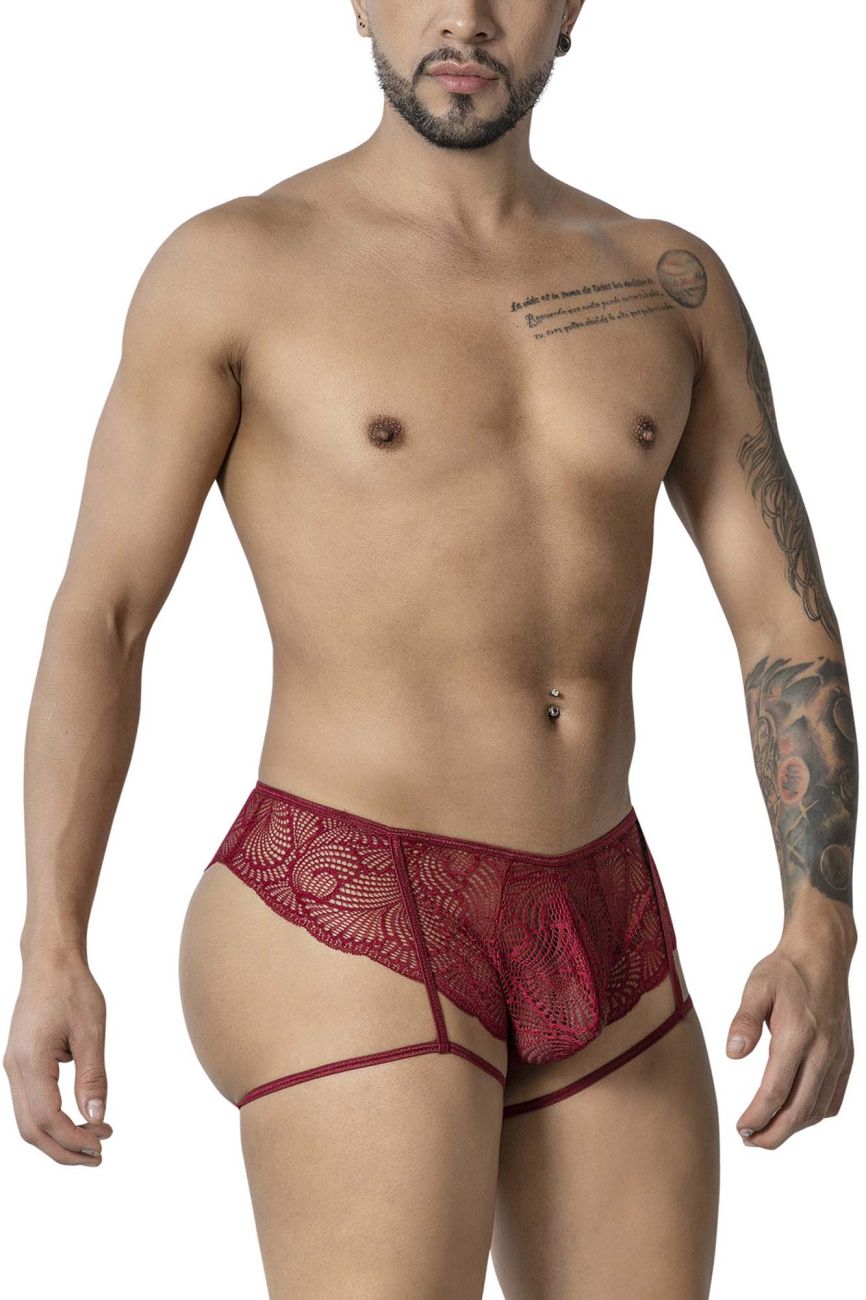 CandyMan 99905 Mens Sexy Garter Lace Briefs Burgundy