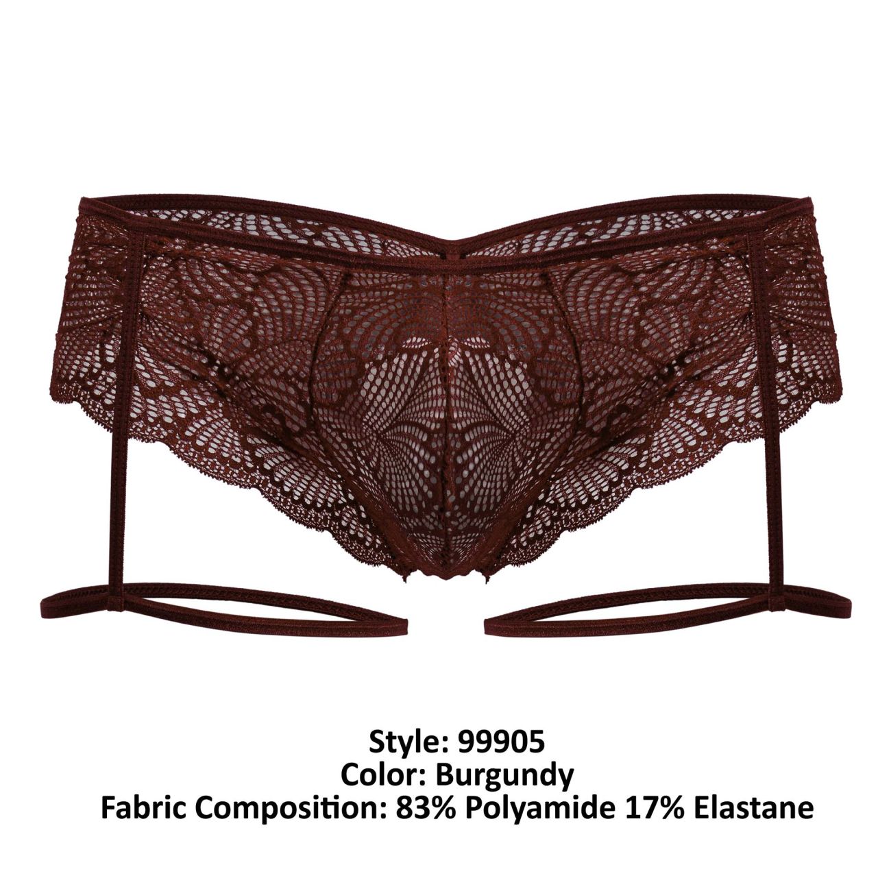 CandyMan 99905 Mens Sexy Garter Lace Briefs Burgundy