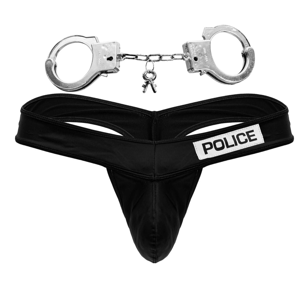 CandyMan 99912 Male Costume Police Thong Black