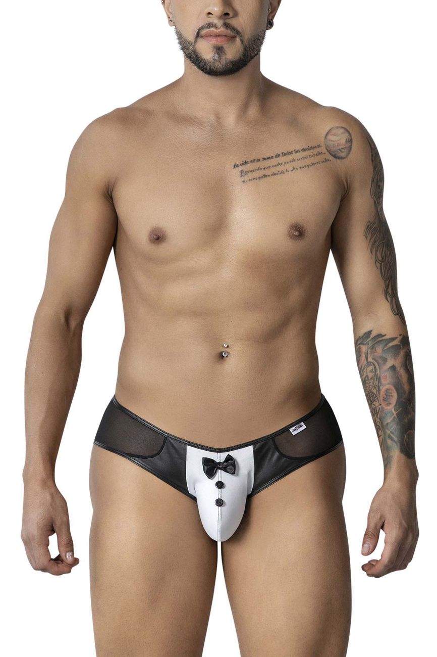 CandyMan 99919 Male Tuxedo Briefs with Bow Black-White