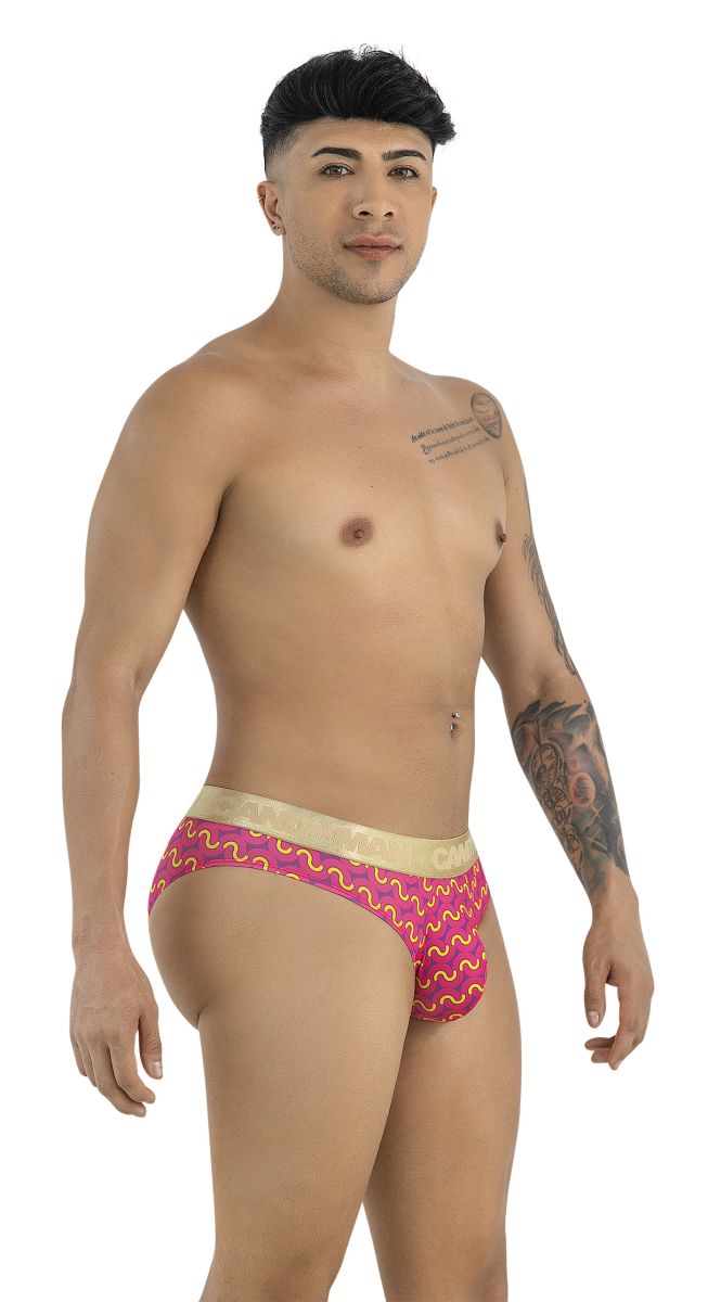 CandyMan 99926 Mens Metallic-look Waistband Briefs Printed Pink