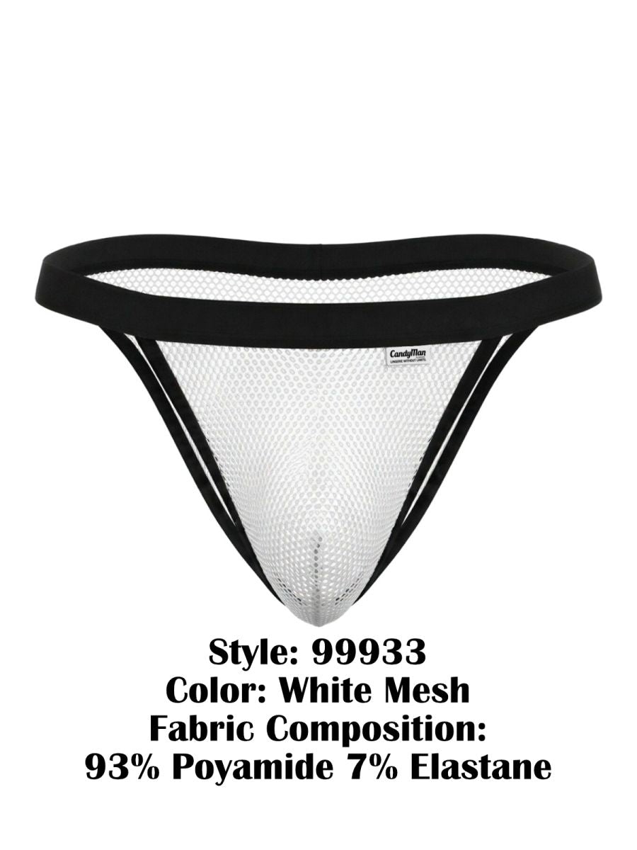 CandyMan 99933 Mens Sexy See-Through Mesh Bikini White Mesh