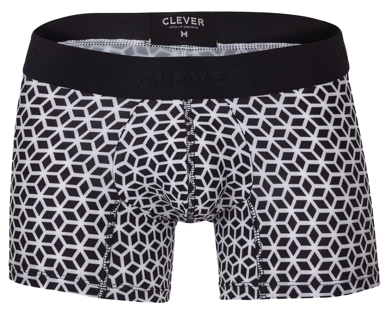 Clever 1854 Cuadricula Male Boxer Trunks White & Black