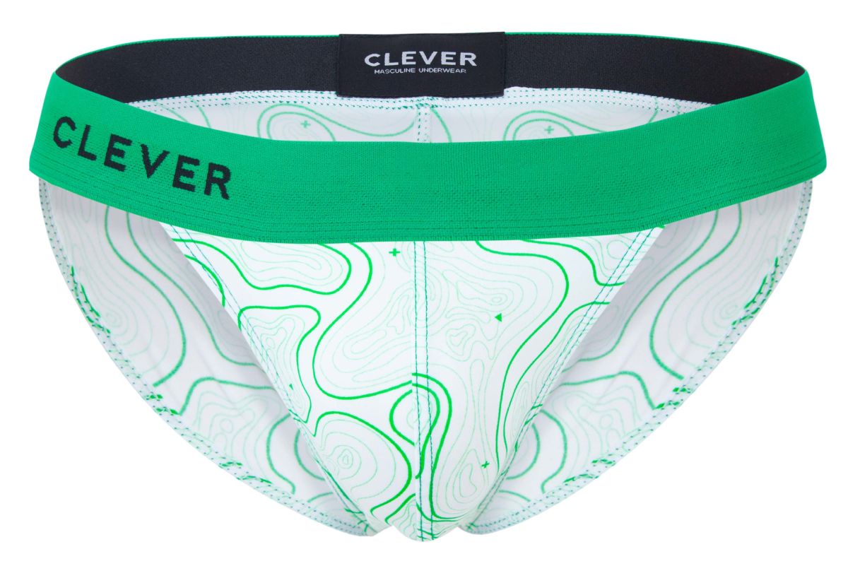 Clever 2057 Maze Mens Sporty Modern Bikini Brief Green