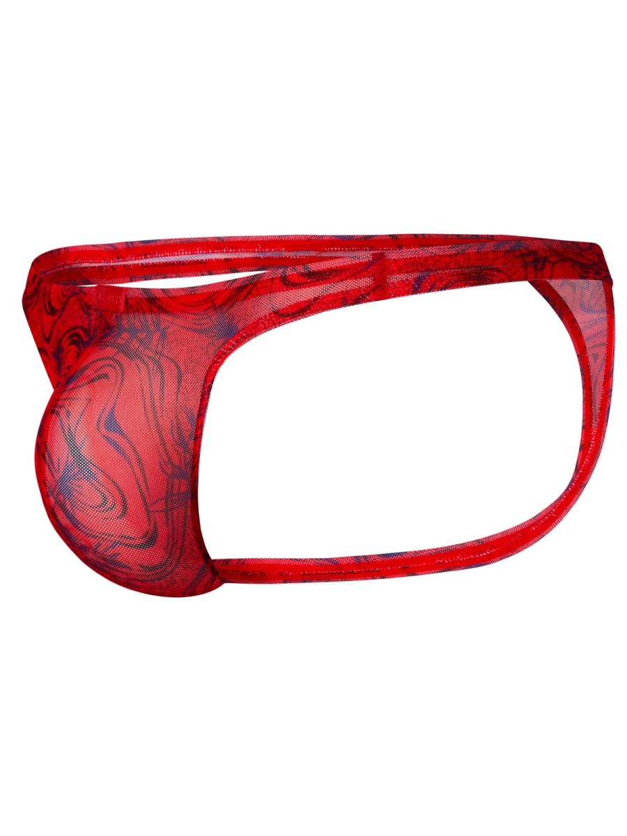 26036 Calipso Male Sheer Marbled Pattern Thongs Red