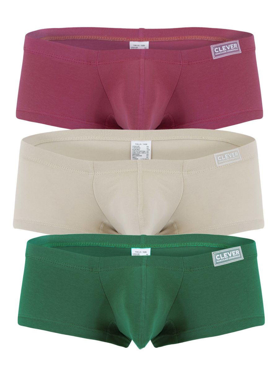 Clever 26066 3PK Australian Latin Mens Low Rise Trunks Multi-Coloured