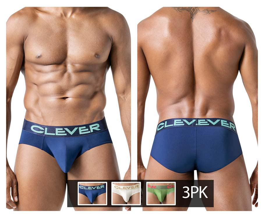 Clever 519968 3 Pack Mens Australian Latin Briefs Beige-Blue-Green