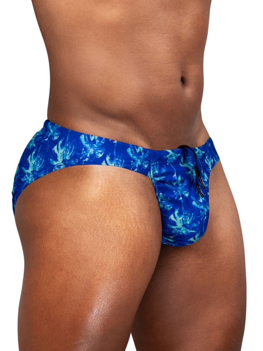 ErgoWear EW1826 Vibrant Abstract Floral Men's Swim Bikini Royal Blue Palms