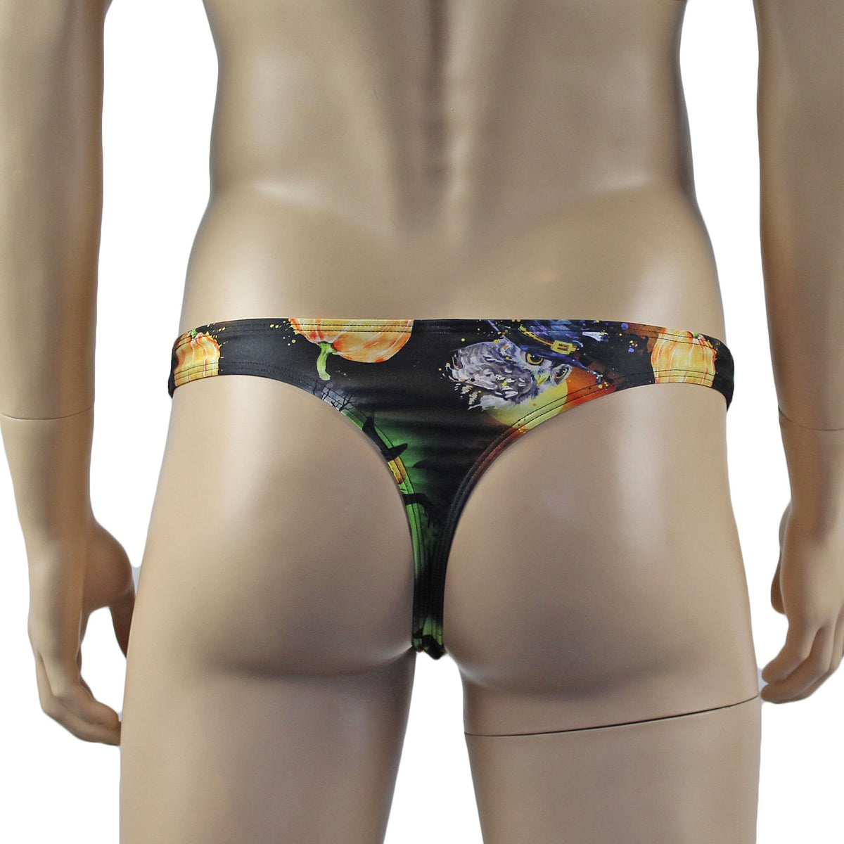 Mens Halloween Witches Pumpkins and Bats Full Front G string Thong