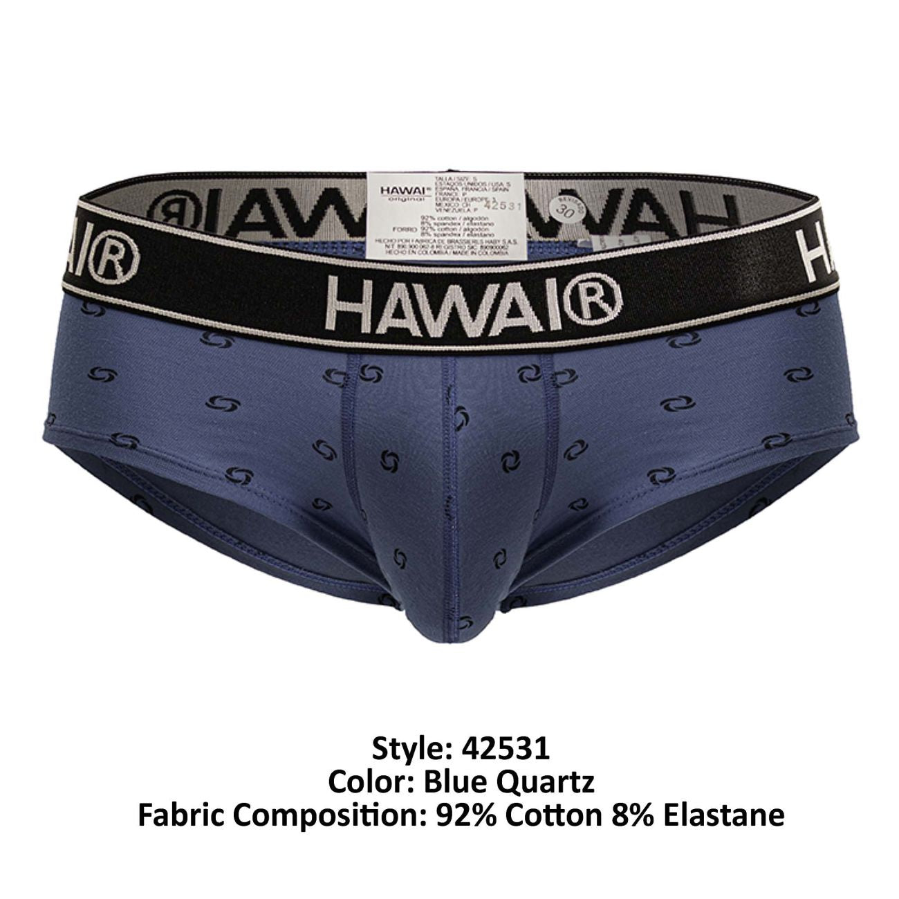 HAWAIR 42531 Cotton Blend Male Everyday Briefs Blue Quartz