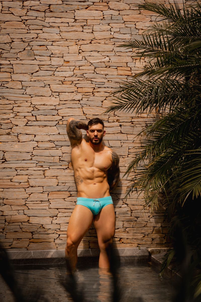 JOR 2387 Mens Pop of Colour Travel Swim Briefs Turquoise Plus Sizes