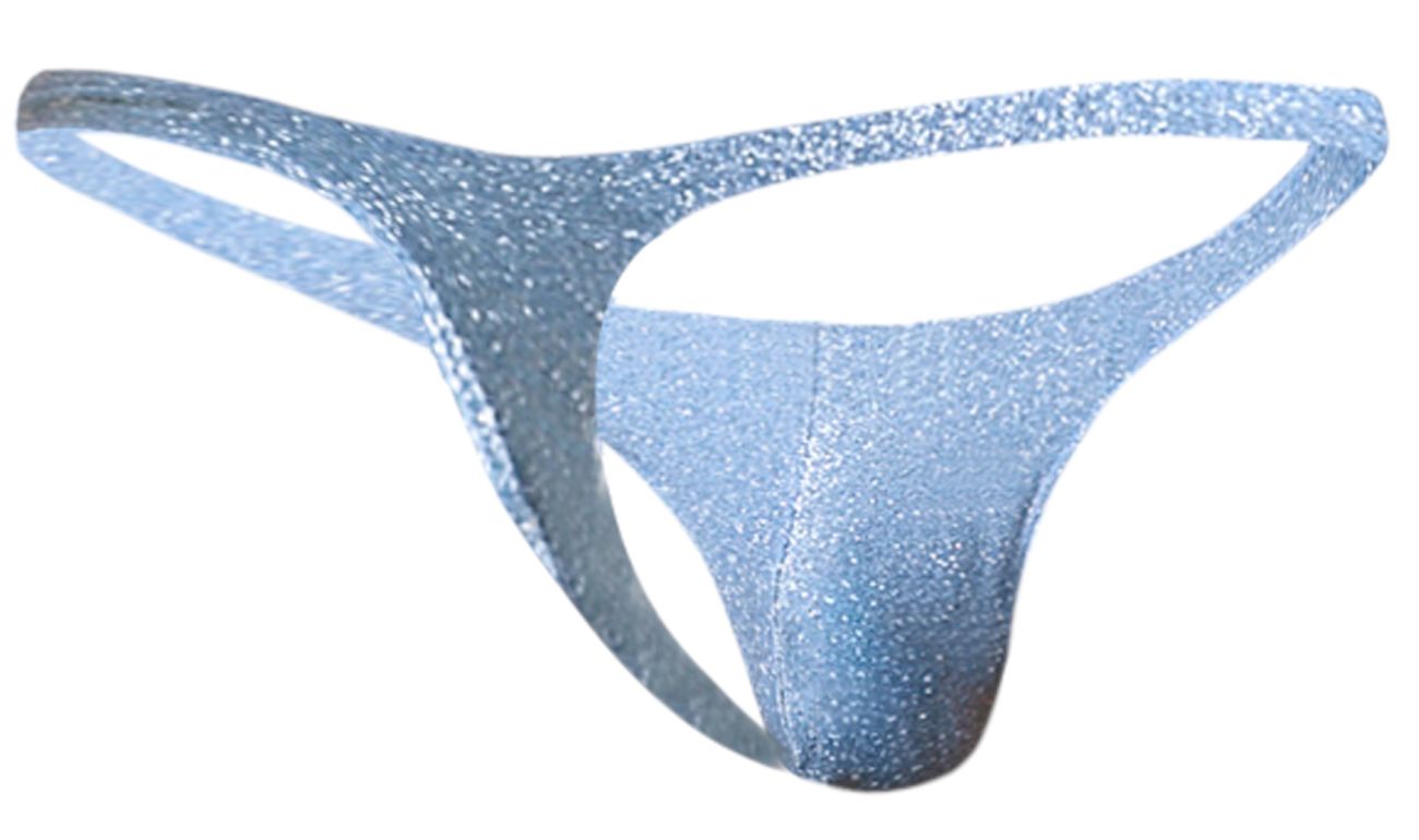 JUSTIN+SIMON XSJ03 Silky Sexy Thongs Lurex Blue Plus Sizes