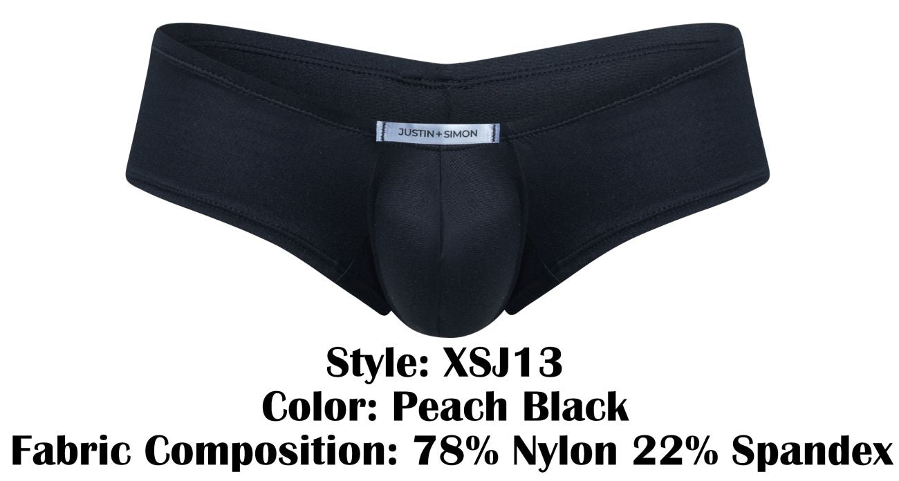JUSTIN+SIMON XSJ13 Mens Cheeky Bulge Boxer Short Peach Black Plus Sizes