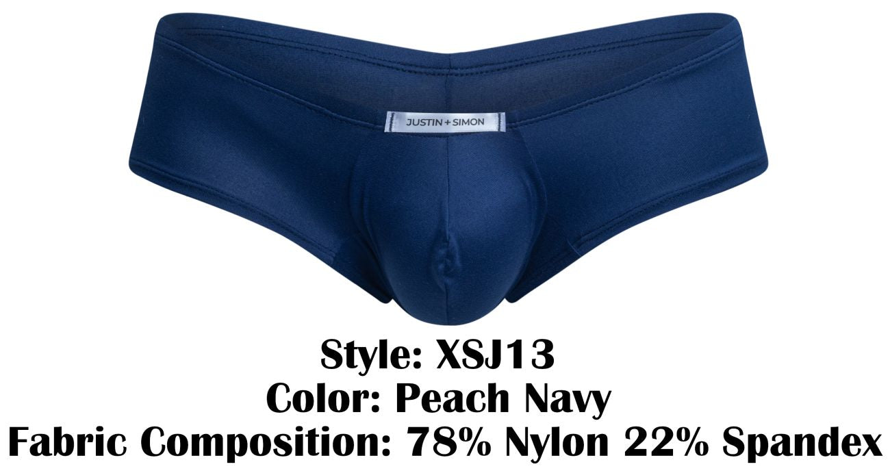 JUSTIN+SIMON XSJ13 Mens Cheeky Bulge Boxer Short Peach Navy Plus Sizes