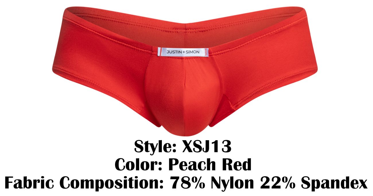 JUSTIN+SIMON XSJ13 Mens Cheeky Bulge Boxer Short Peach Red Plus Sizes