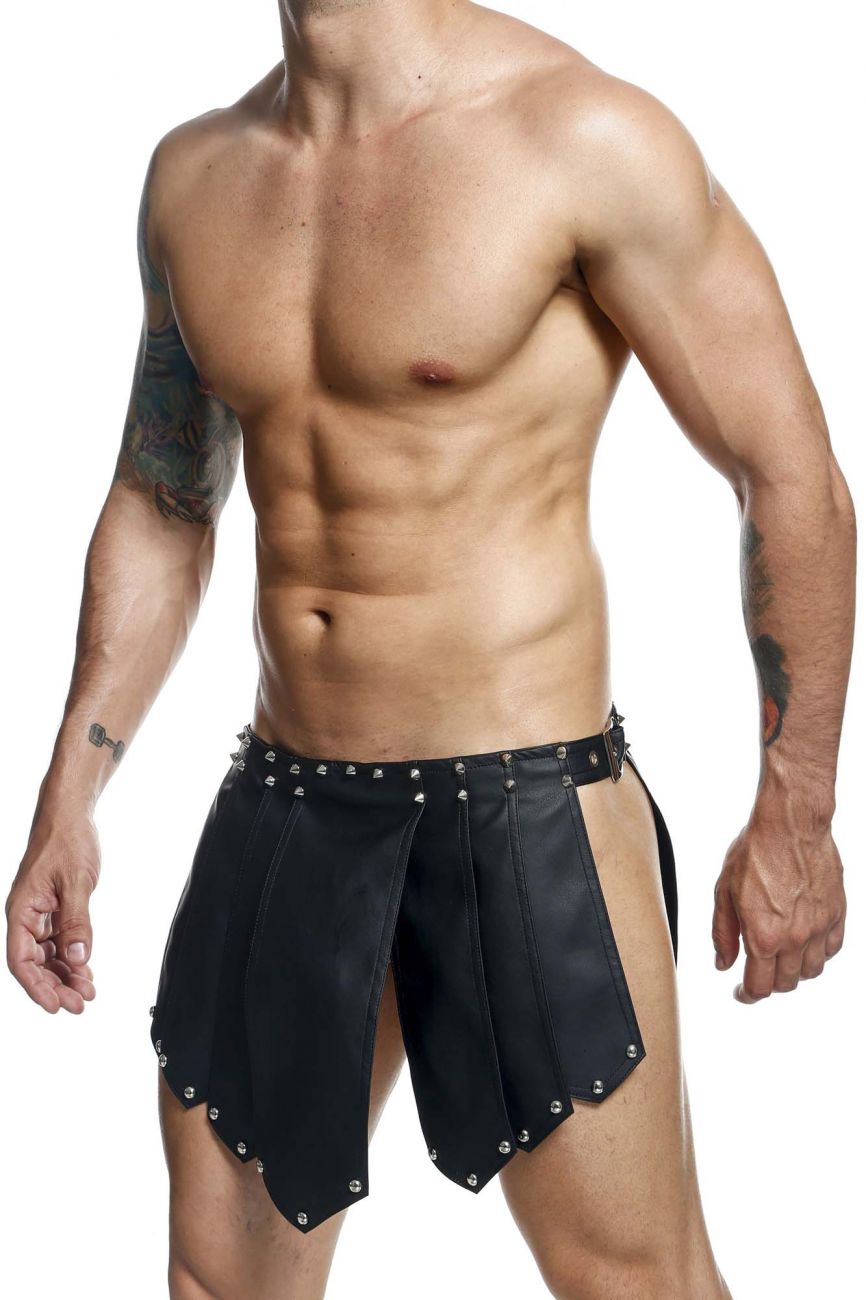 MaleBasics DMBL10 DNGEON Leather Look Roman Skirt Black