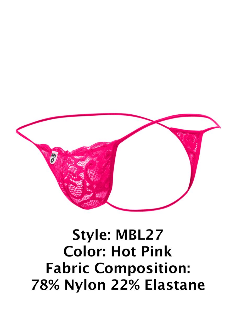 MaleBasics MBL27 Mens Sexy Floral Lace Thongs Hot Pink