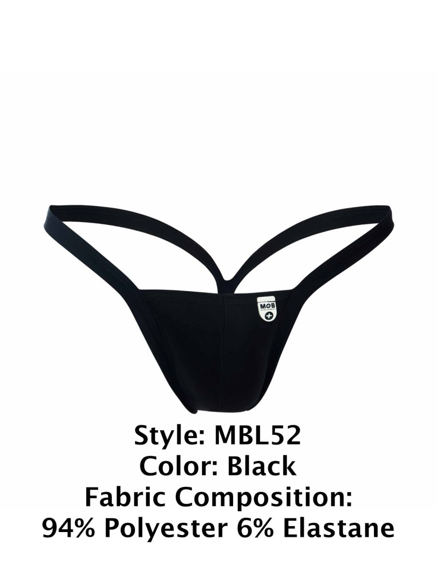 MaleBasics MBL52 Mens Sexy Buns Faux Leather Thongs Black