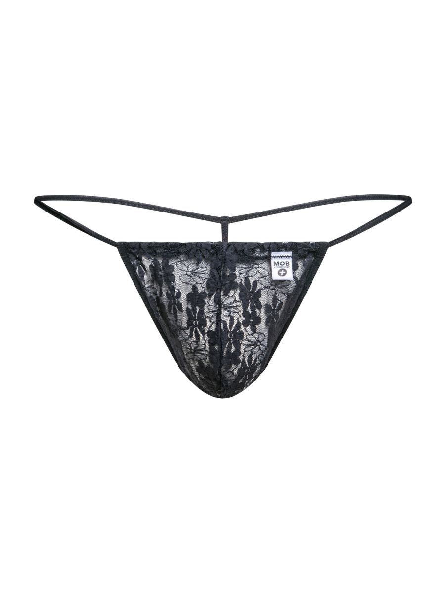 MaleBasics MBL59 Mens Sinful Thongs with Narrow Straps Black Lace
