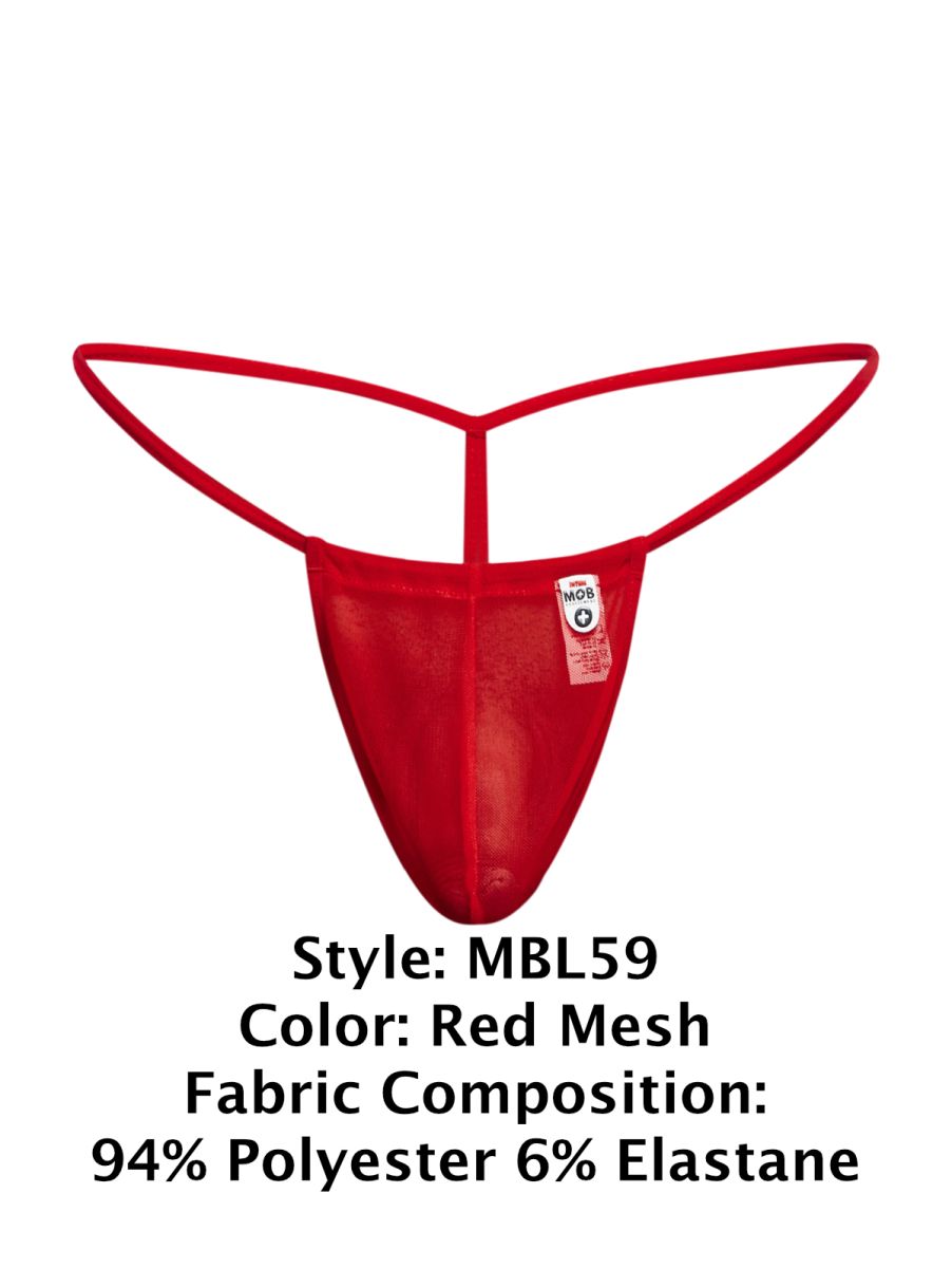 MaleBasics MBL59 Mens Sinful Thongs with Narrow Straps Red Mesh