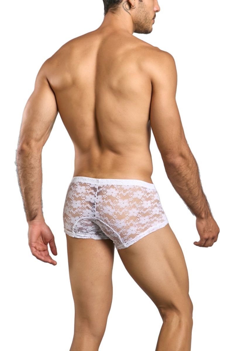 MaleBasics MBL78 Mens Sexy Barely There Trunks White Lace