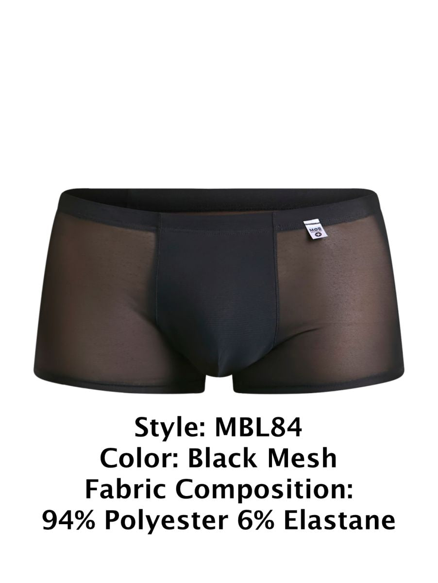 MaleBasics MBL84 Mens Classic Pouch Trunks Black Mesh